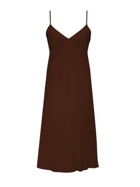 Gold Hawk Noa Silk Midi Slip Dress (Chocolate) $325 MSRP • Large